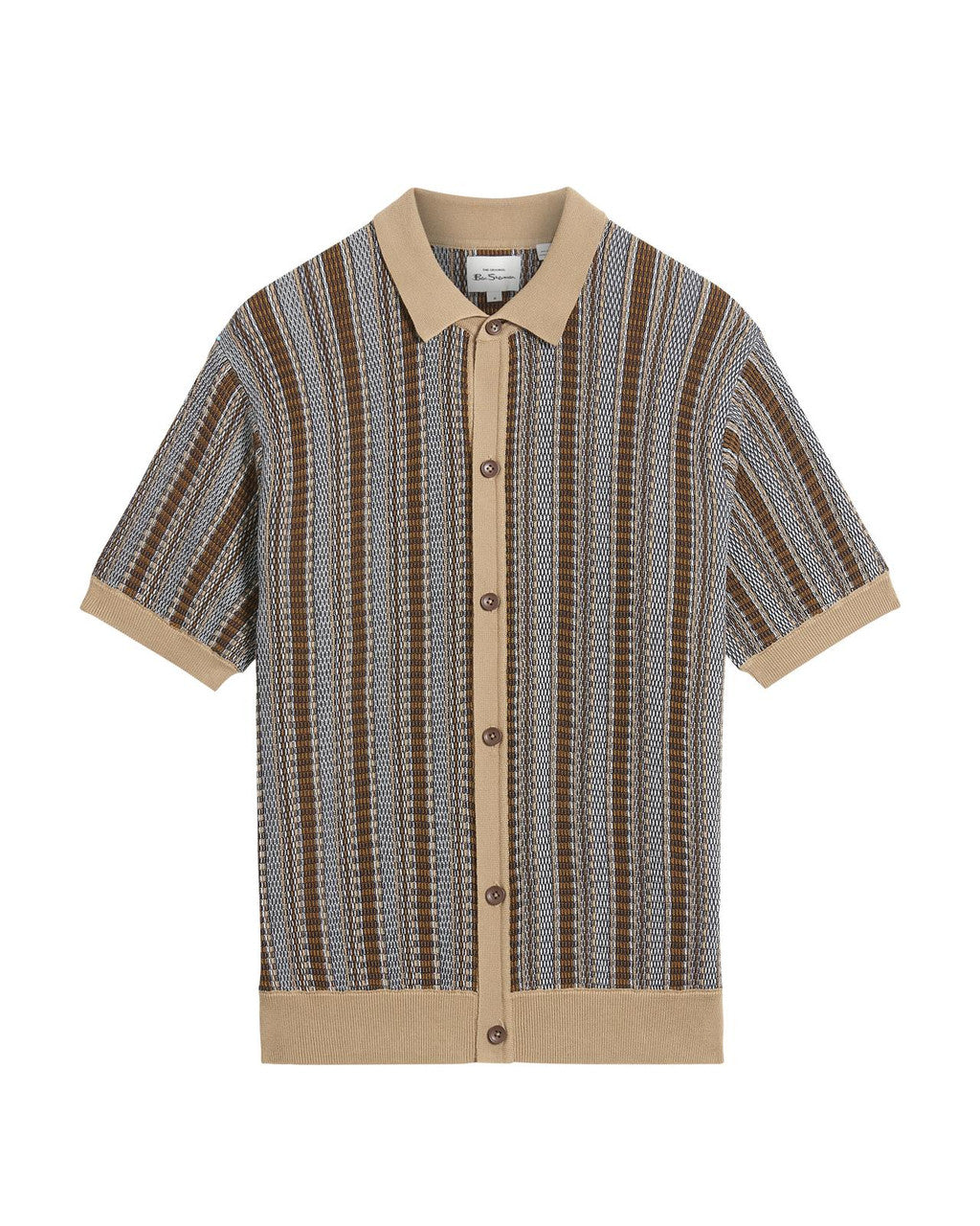 Textured Stripe Knitted Shirt - Dark Navy