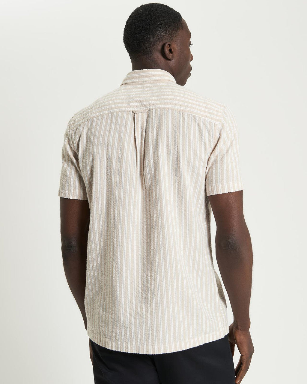Short Sleeve Seersucker Stripe Shirt - Sand