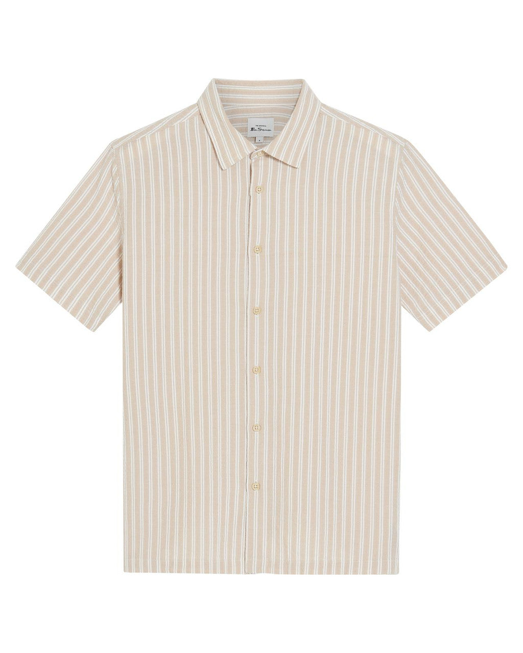 Short Sleeve Seersucker Stripe Shirt - Sand