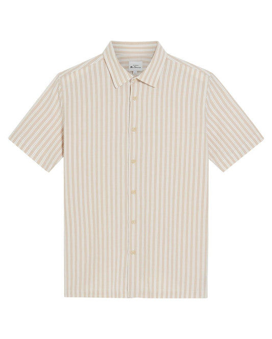 Short Sleeve Seersucker Stripe Shirt - Sand