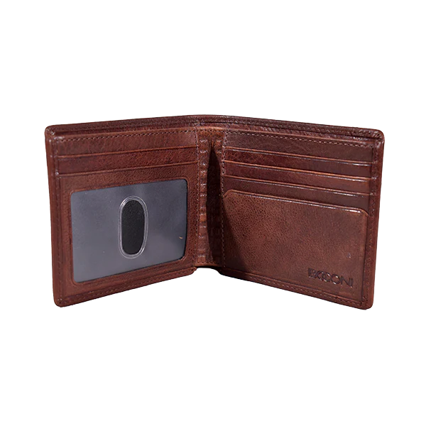 Leather Slim Billfold Wallet - Brown