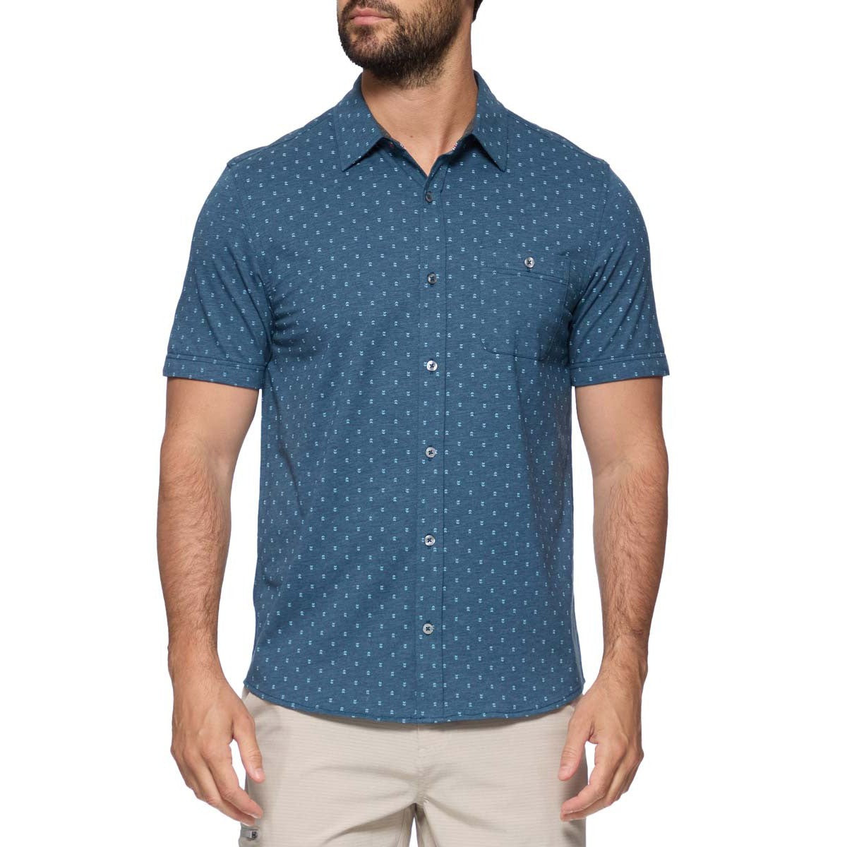 Fulton Geo Print Knit Shirt - Navy Heather