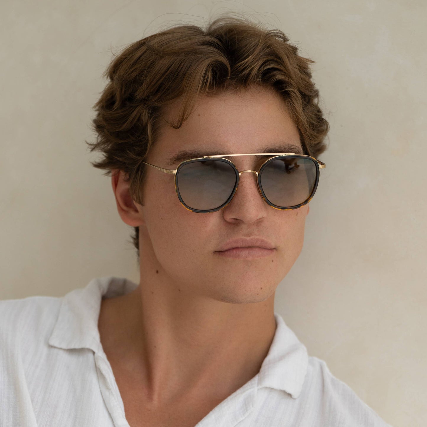 Weston Acetate Round Mens Sunglasses - Tortoise / Fade Green