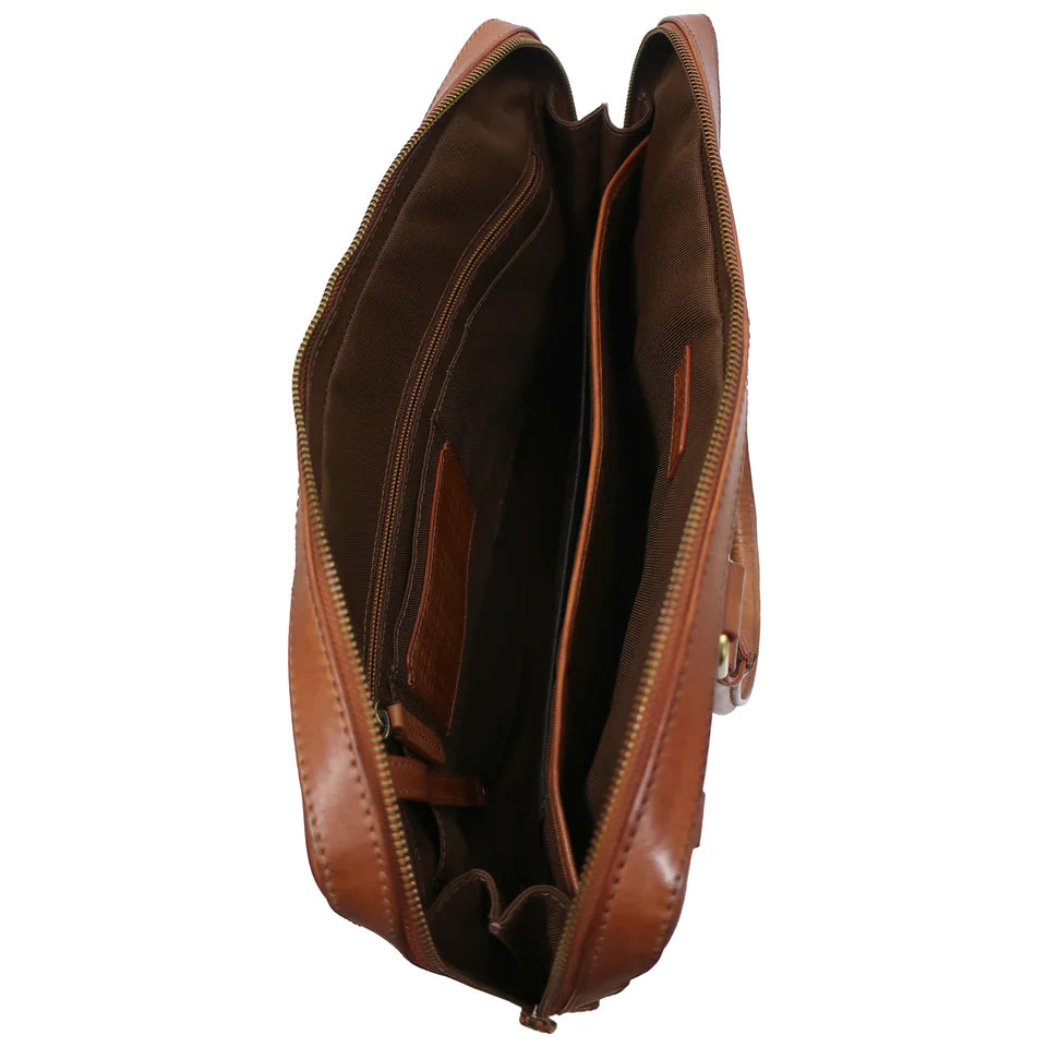 Darius Slim Laptop Briefcase - Brown