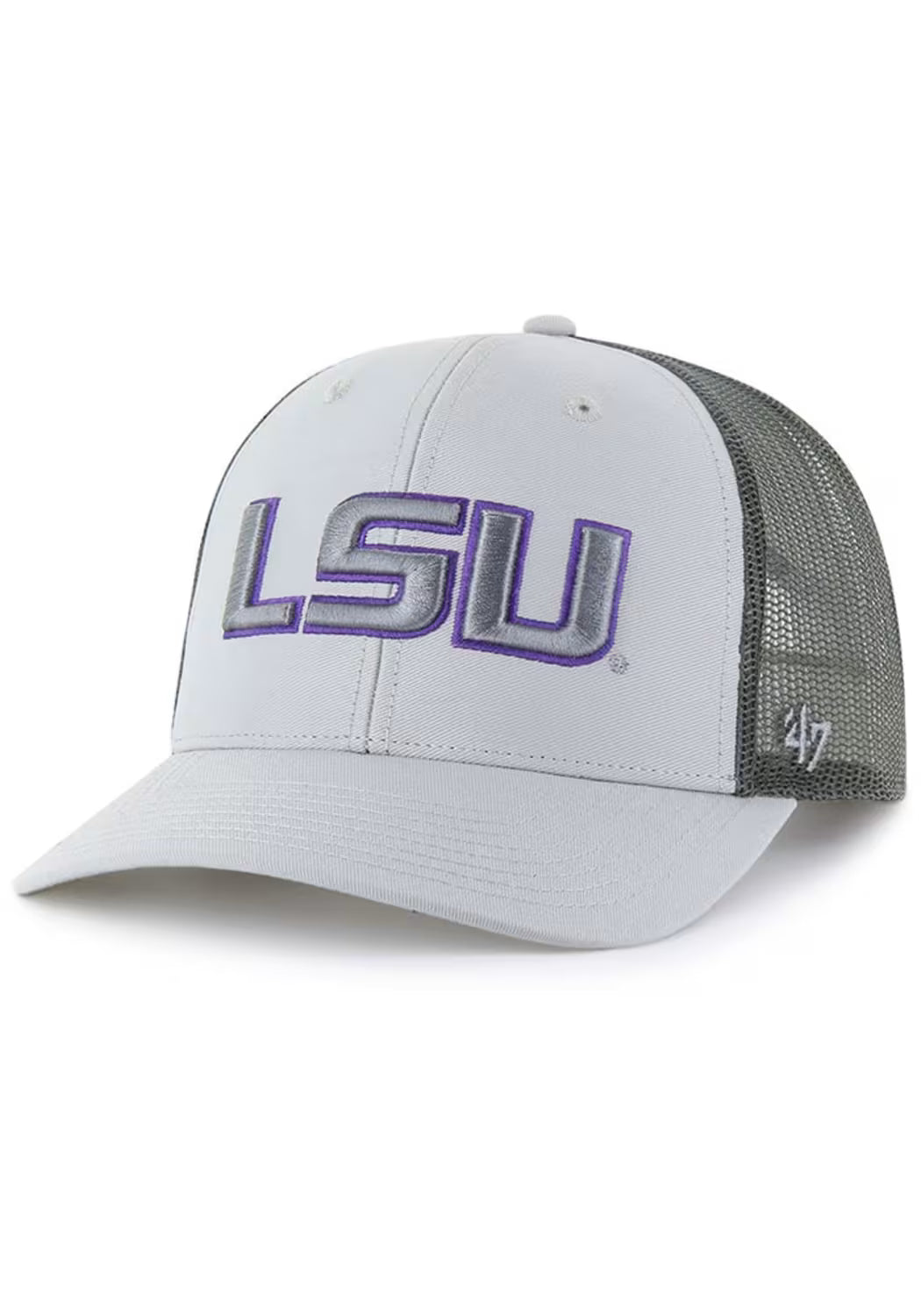 47 LSU Tigers Outline Trucker Adjustable Hat - Grey
