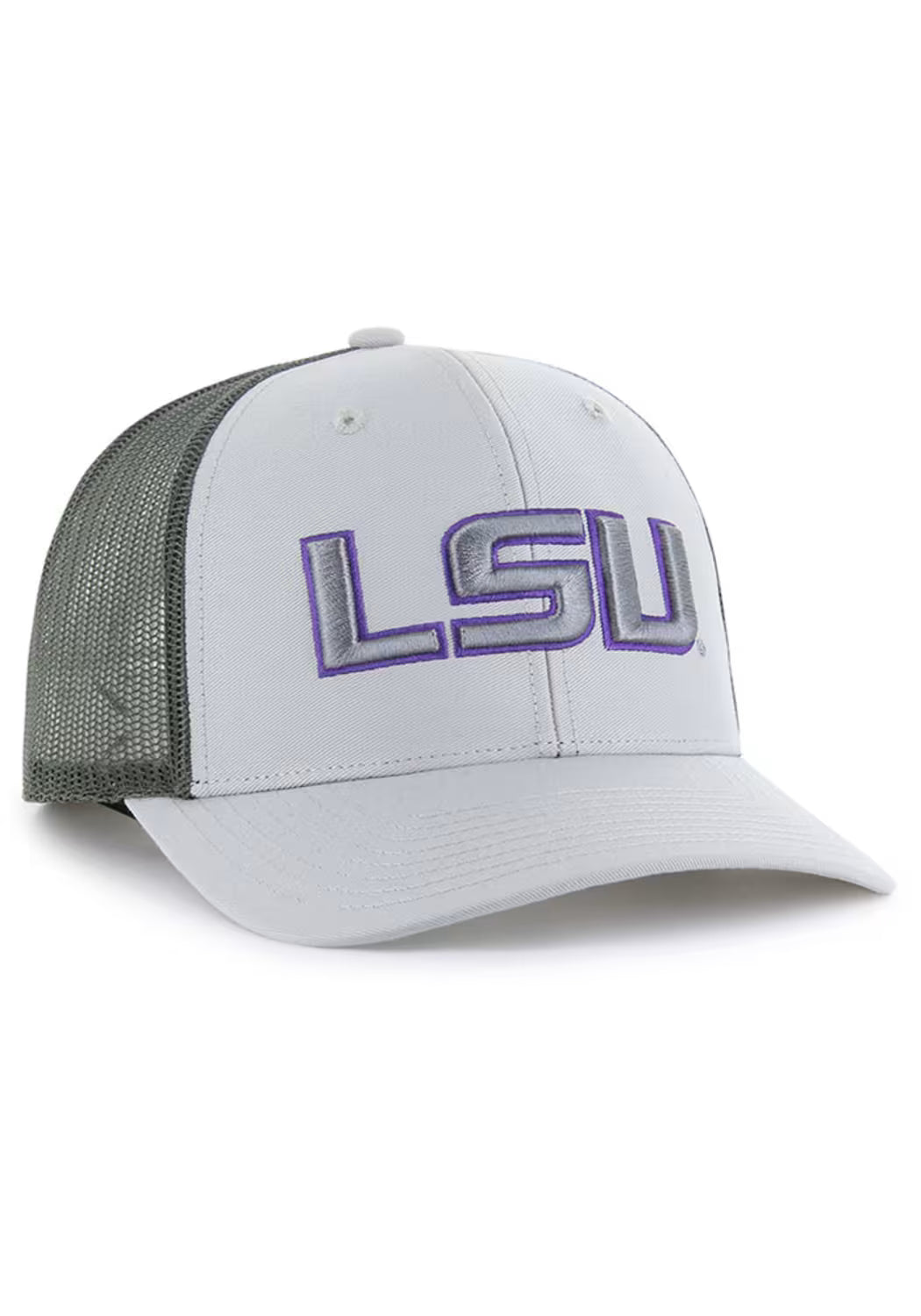 47 LSU Tigers Outline Trucker Adjustable Hat - Grey
