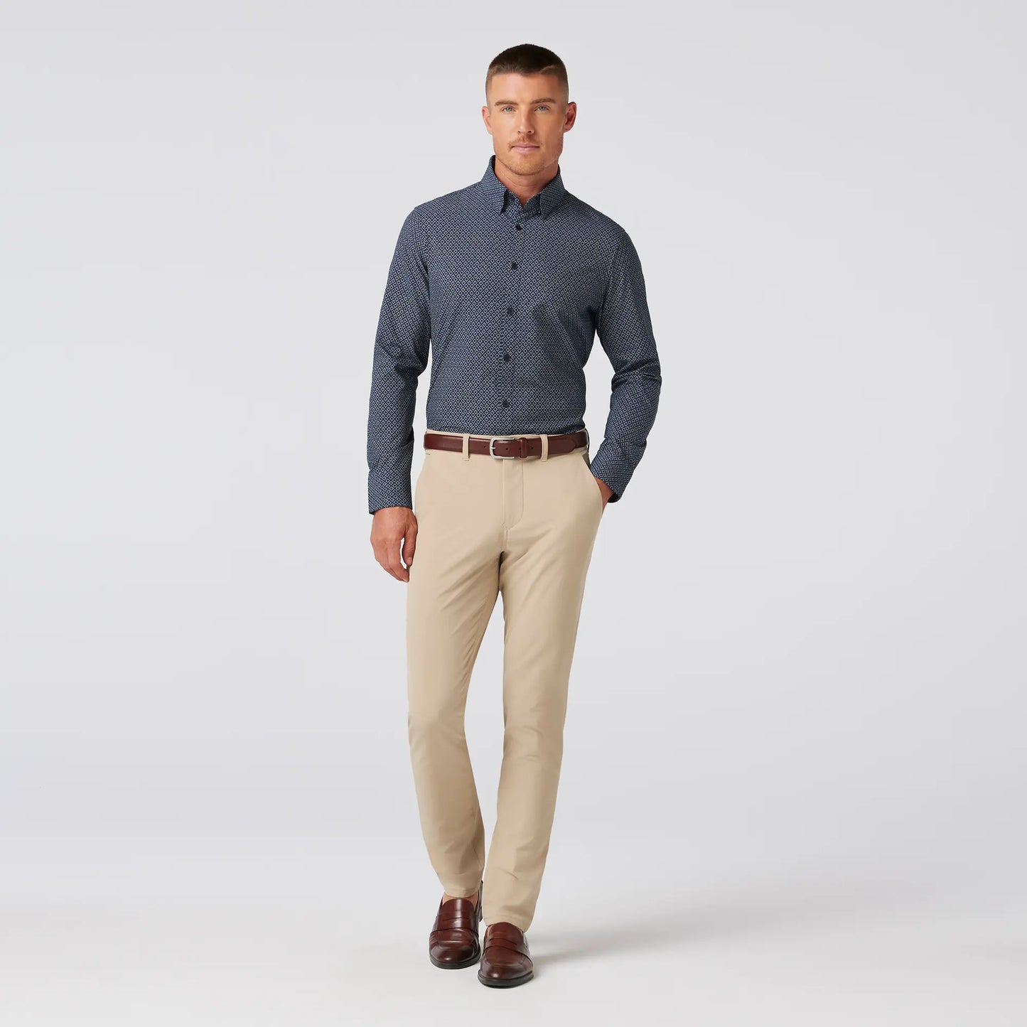 Leeward Dress Shirt - Navy Diamond