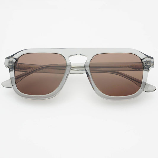 Addison Acetate Mens Aviator Sunglasses - Crystal Gray / Brown