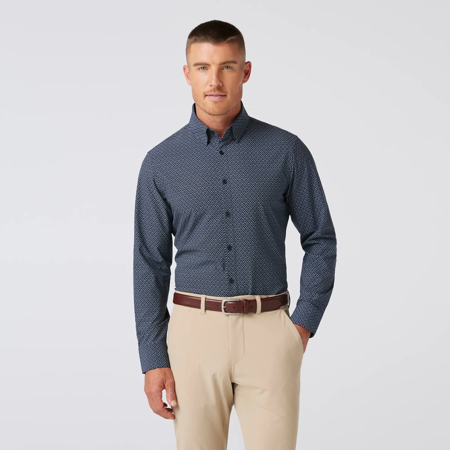 Leeward Dress Shirt - Navy Diamond