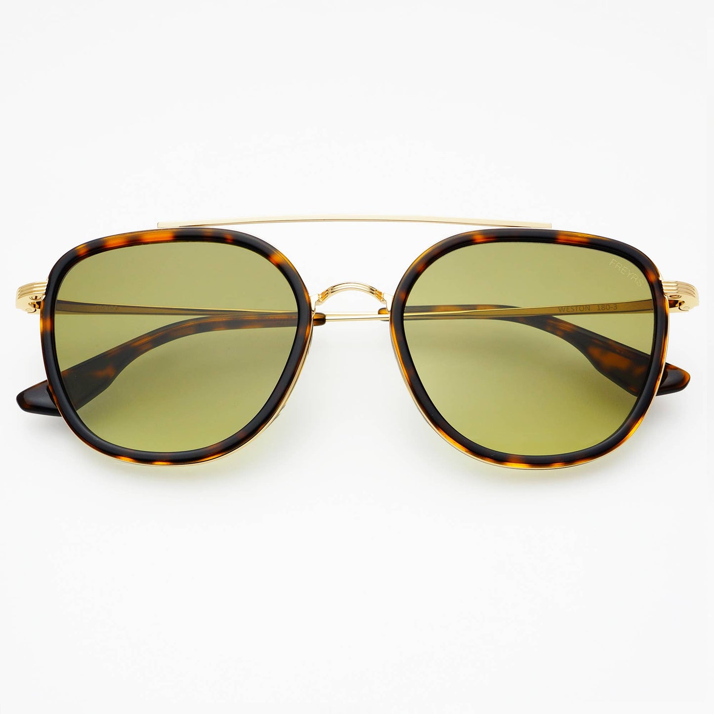 Weston Acetate Round Mens Sunglasses - Tortoise / Fade Green
