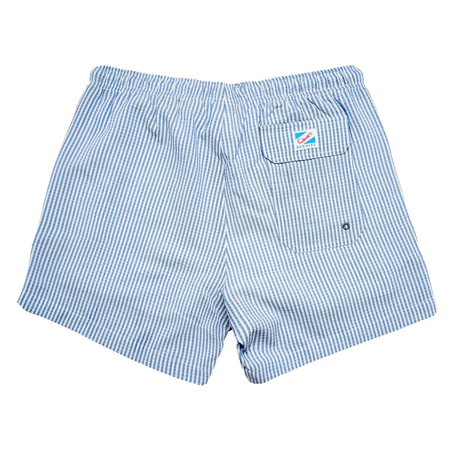 Blue Seersucker Swim Trunks with Liner