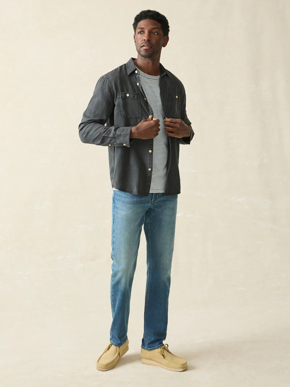 The Tried and True Chambray Workshirt - Washed Black