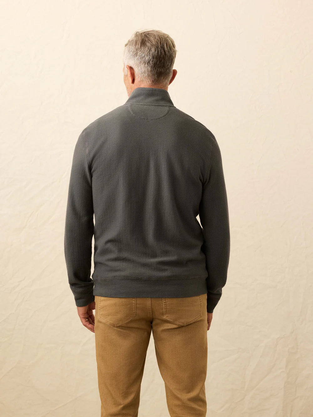 Faherty Textured Knit Quarter Zip - Mountain Coal