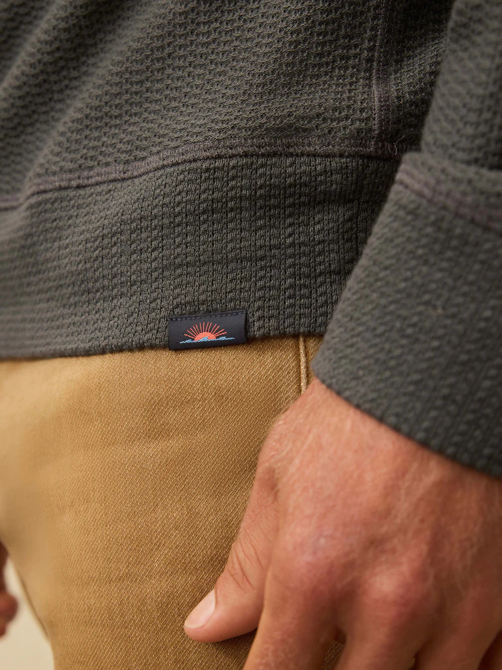 Faherty Textured Knit Quarter Zip - Mountain Coal