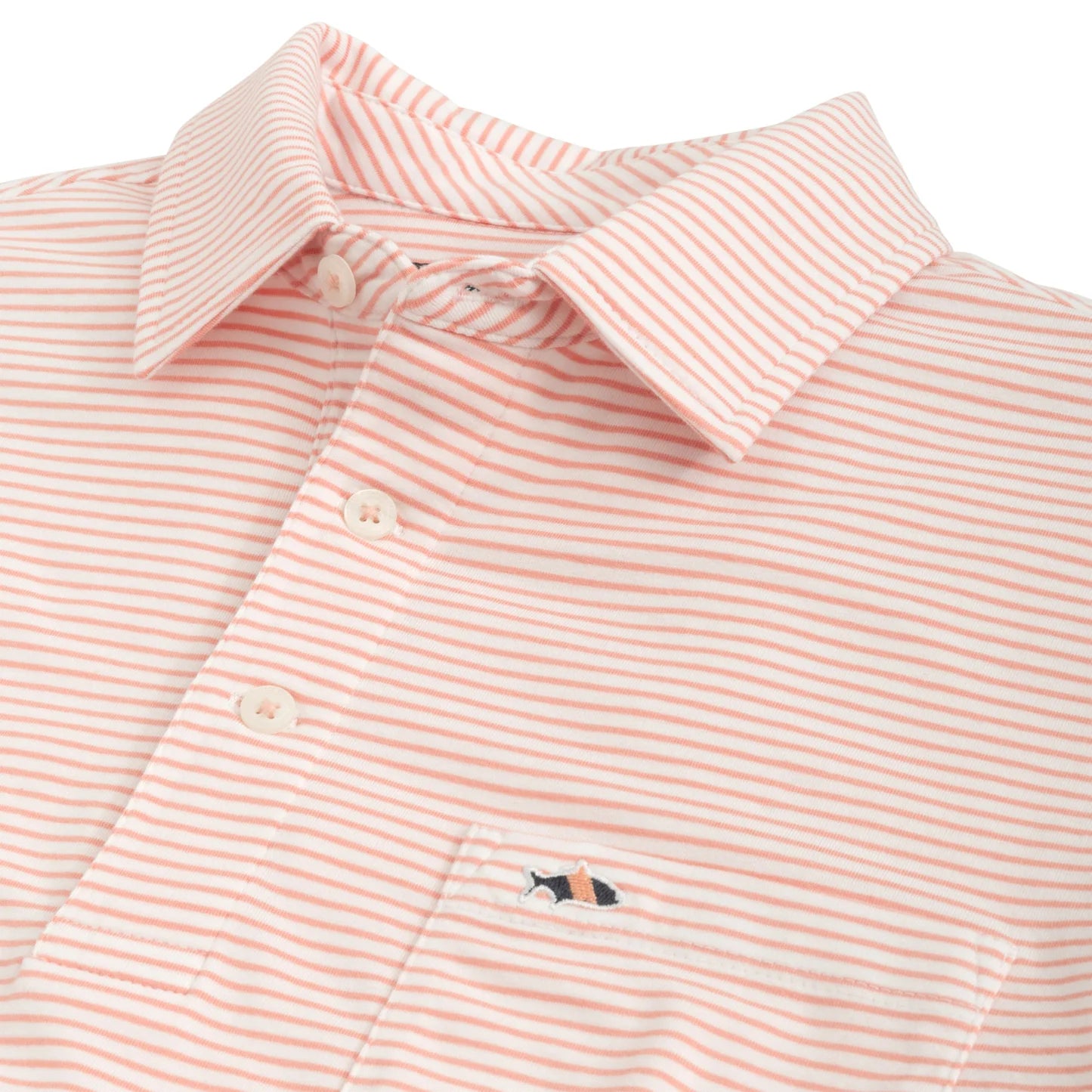 Pamlico Stripe Polo - Coral