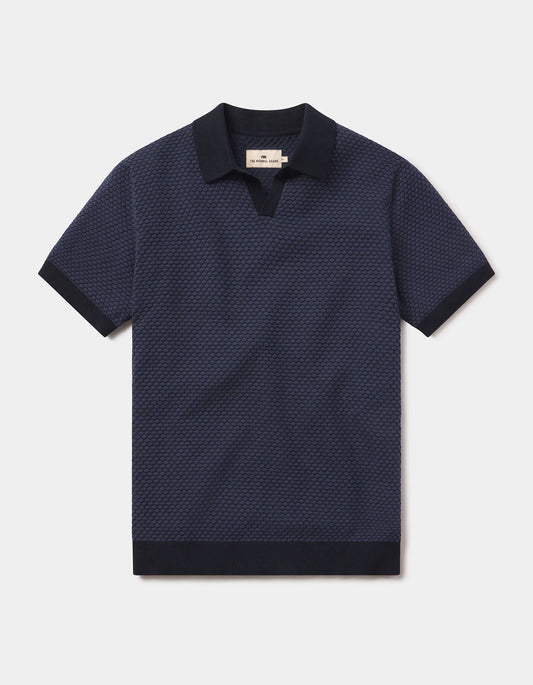 Robles Knit Jacquard Polo - Navy