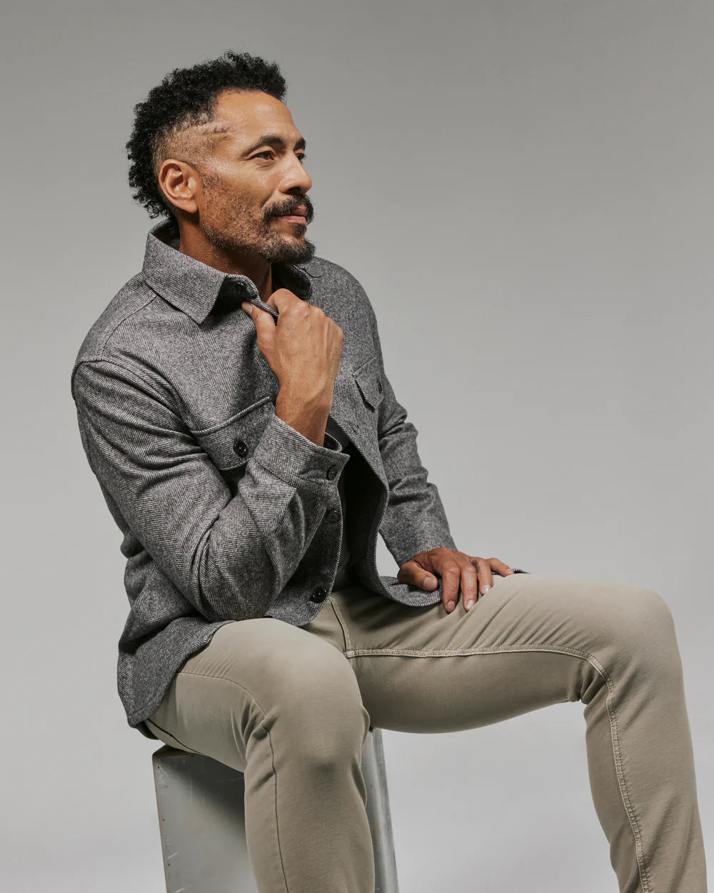 Generation Herringbone Shacket - Grey