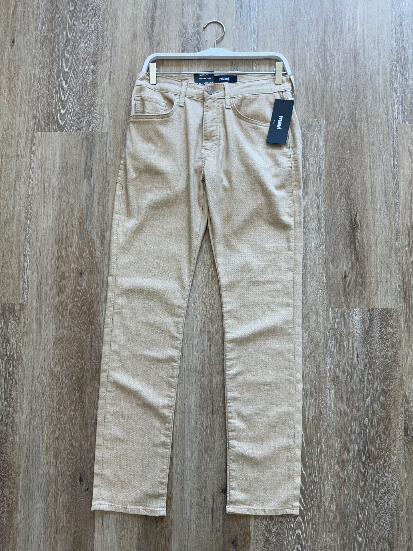 Marcus Slim Straight Leg Pants - Beige Linen