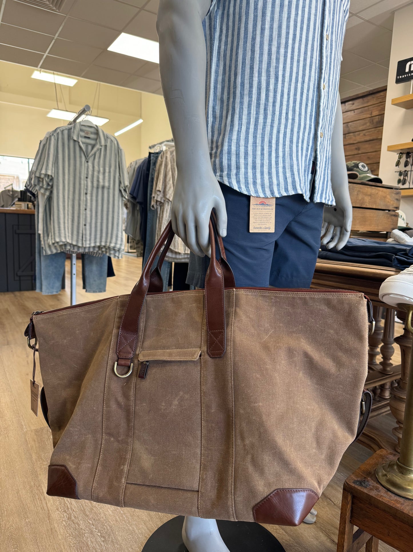 Waxed Canvas and Leather Oversized Duffel Bag