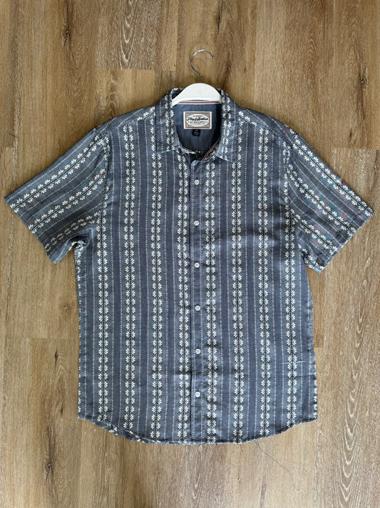 Crawford Short Sleeve Textured Stripe Shirt - Navy Combo