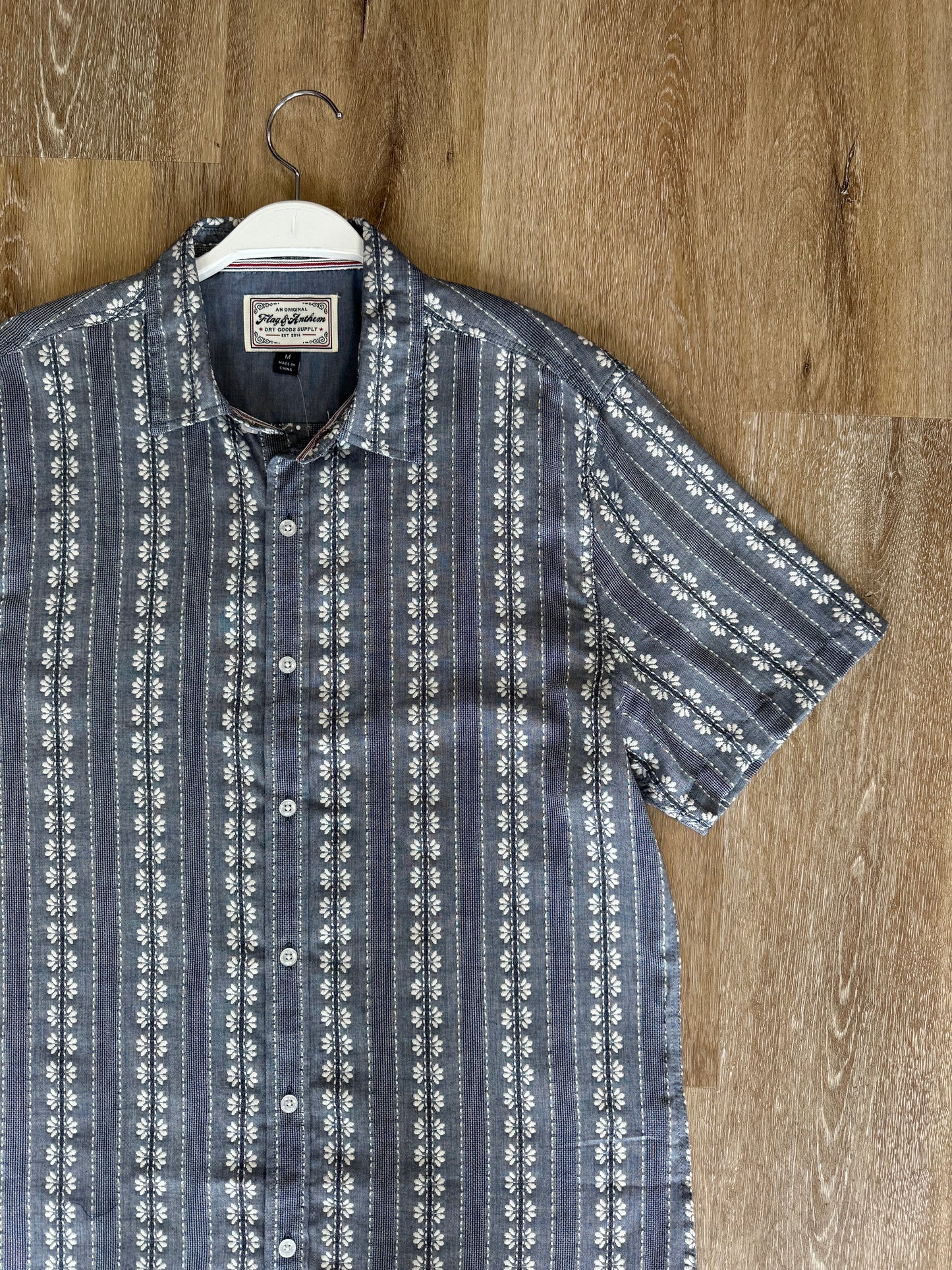 Crawford Short Sleeve Textured Stripe Shirt - Navy Combo