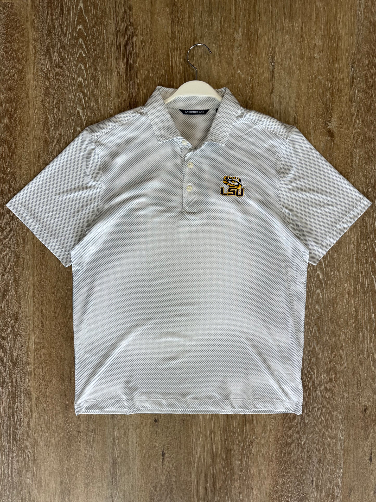 LSU Tigers Symmetry Print Mens Polo - White