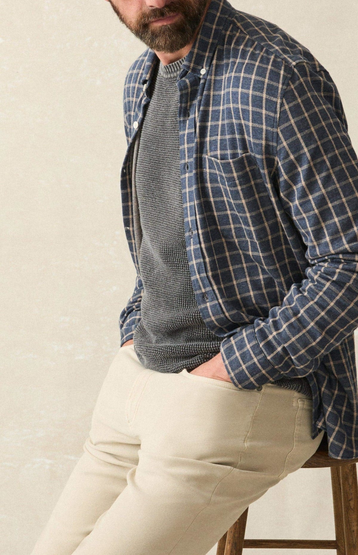 Faherty Coastline Knit Shirt in Twilight Check