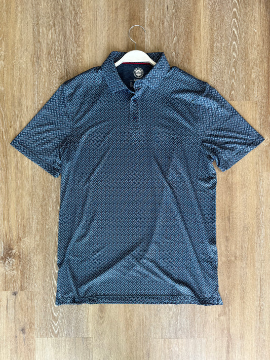 Oakton Triangle Geo Print Performance Polo - Navy