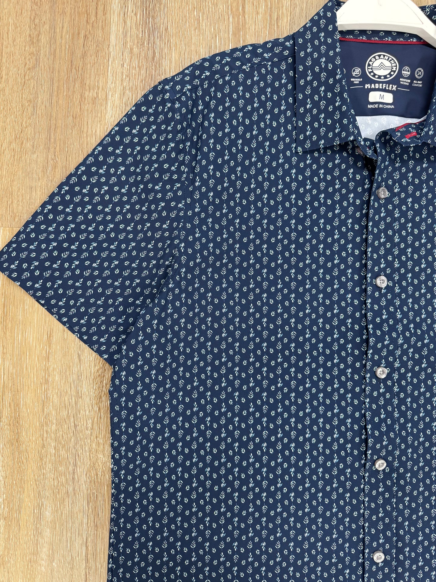 Elston Leaf Print Journey Shirt - Navy