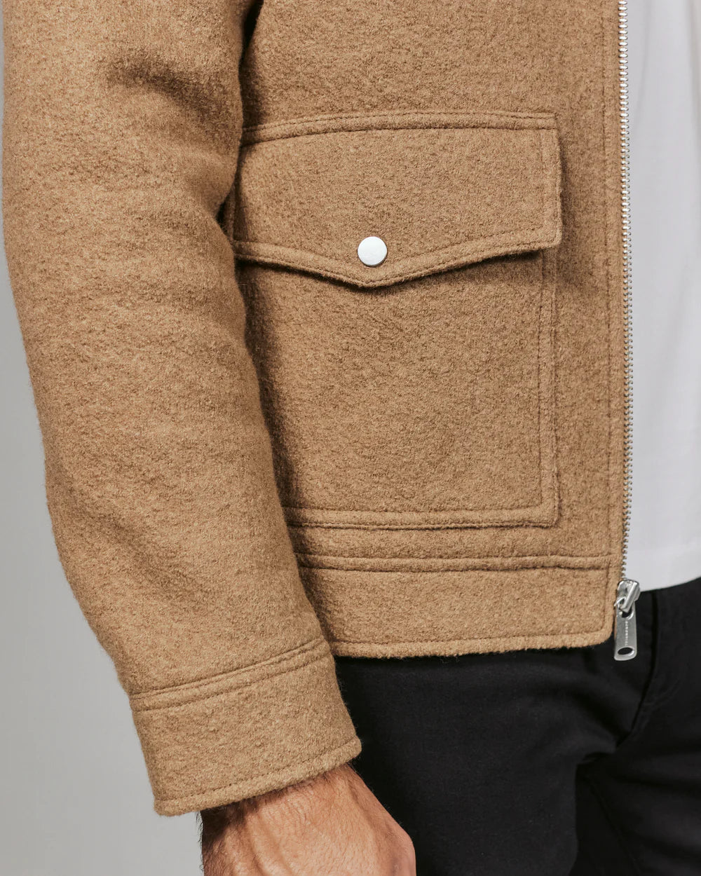 Boucle Zip Jacket - Tan