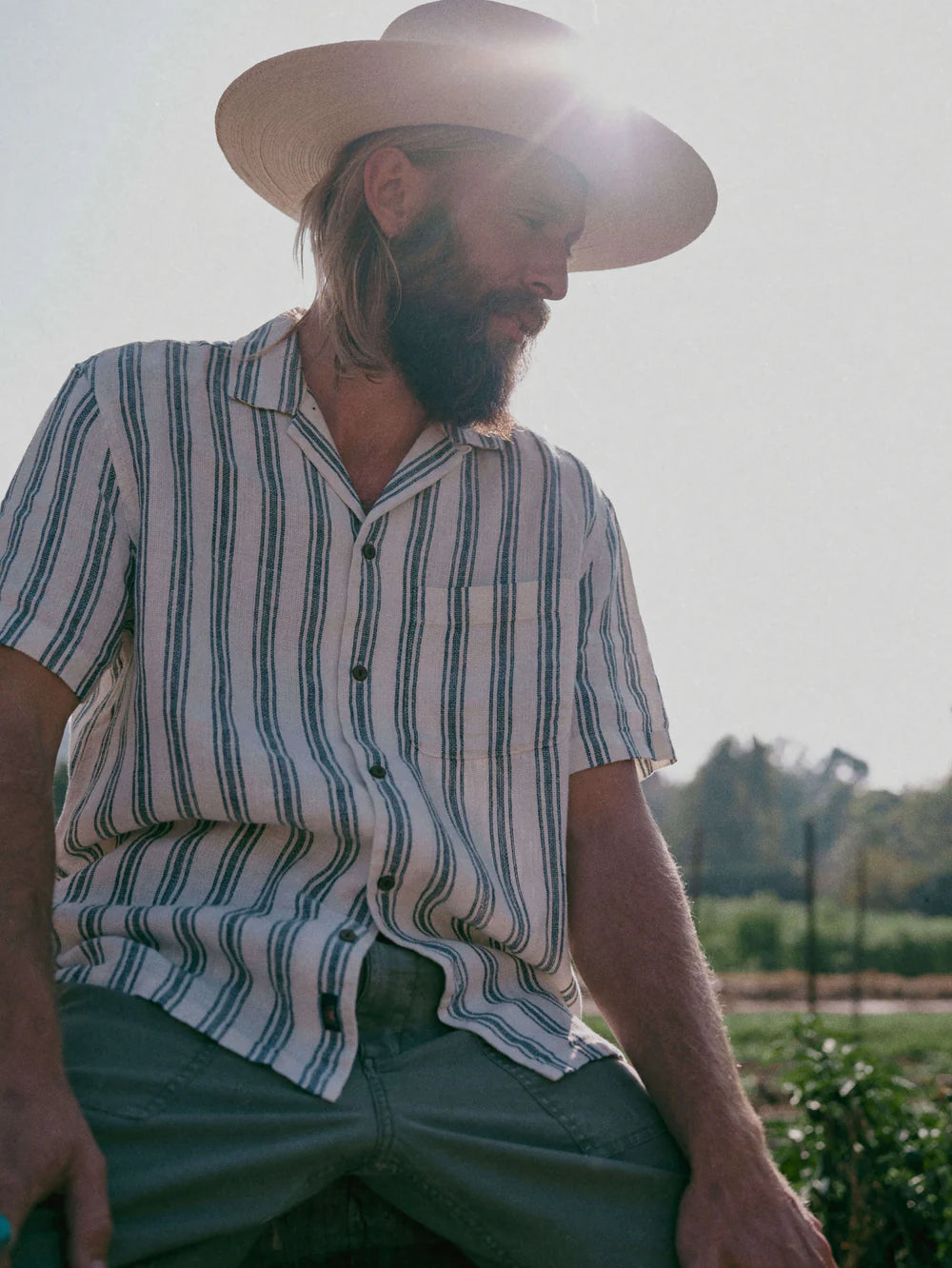Short-Sleeve Palma Linen Camp Shirt - Ryecroft Valley Stripe