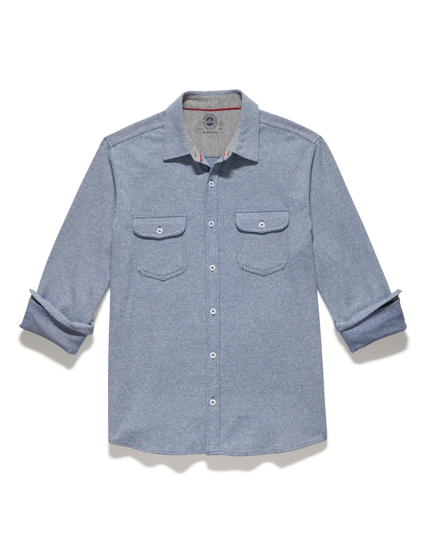 Madeflex Stretch Knit Flannel Shirt - Light Blue