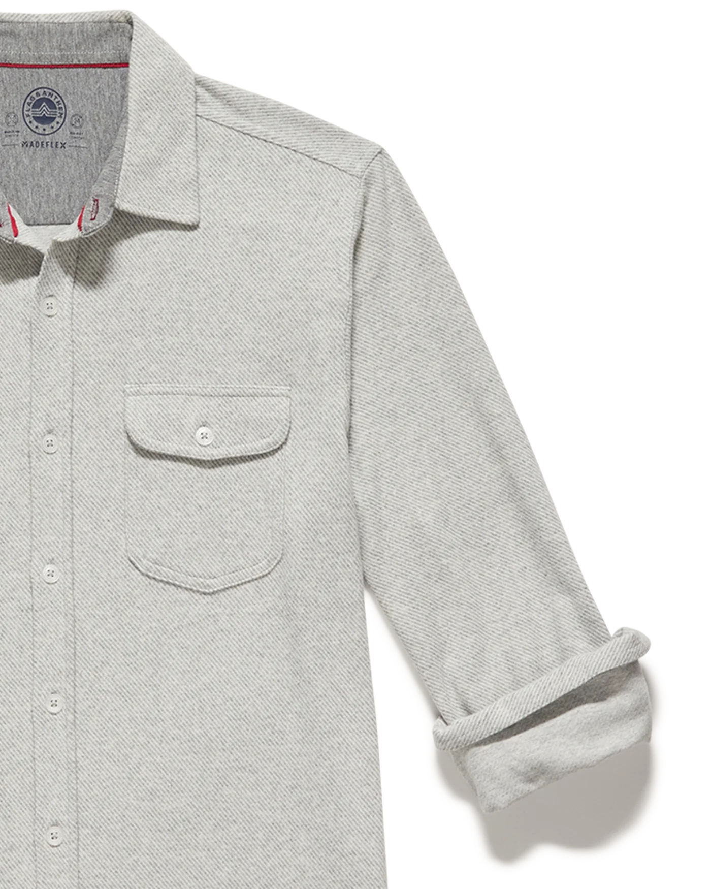 Madeflex Stretch Knit Flannel Shirt - Light Grey