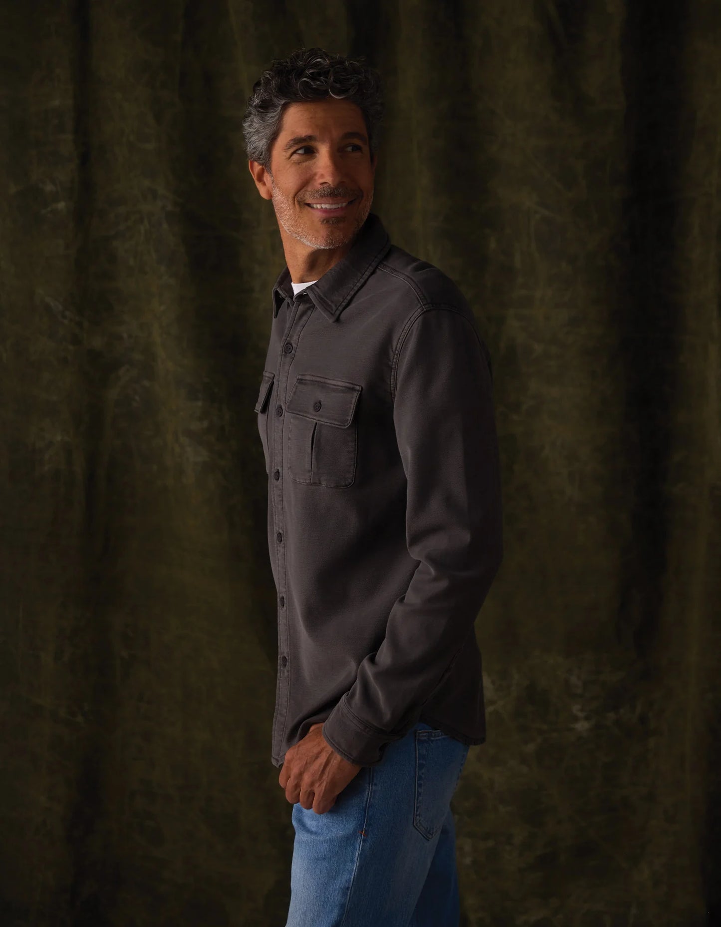 Comfort Terry Shirt Jacket - Steel