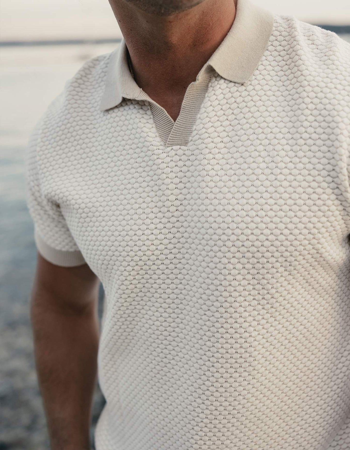 Robles Knit Jacquard Polo - Ivory