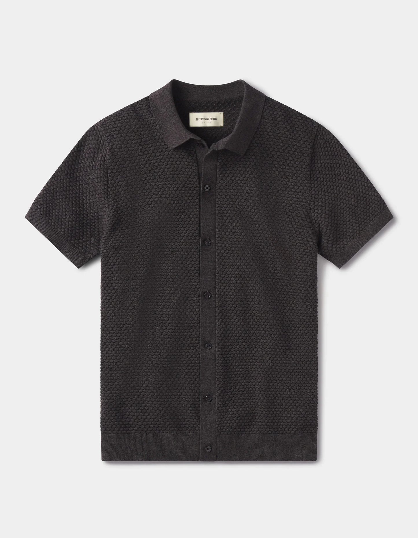 Robles Knit Jacquard Button Up - Charcoal