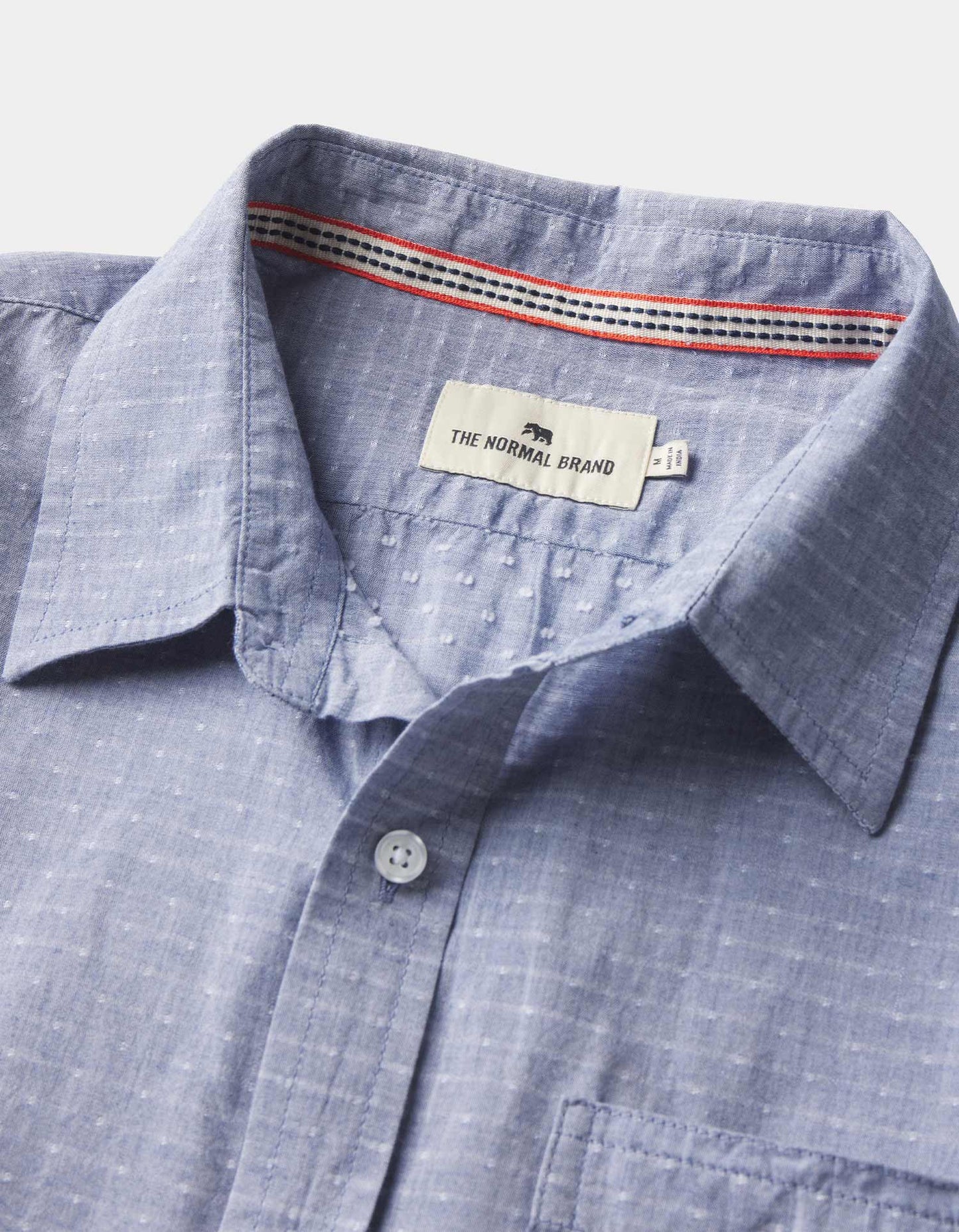 Freshwater Short Sleeve Button Up Shirt - Blue Dobby