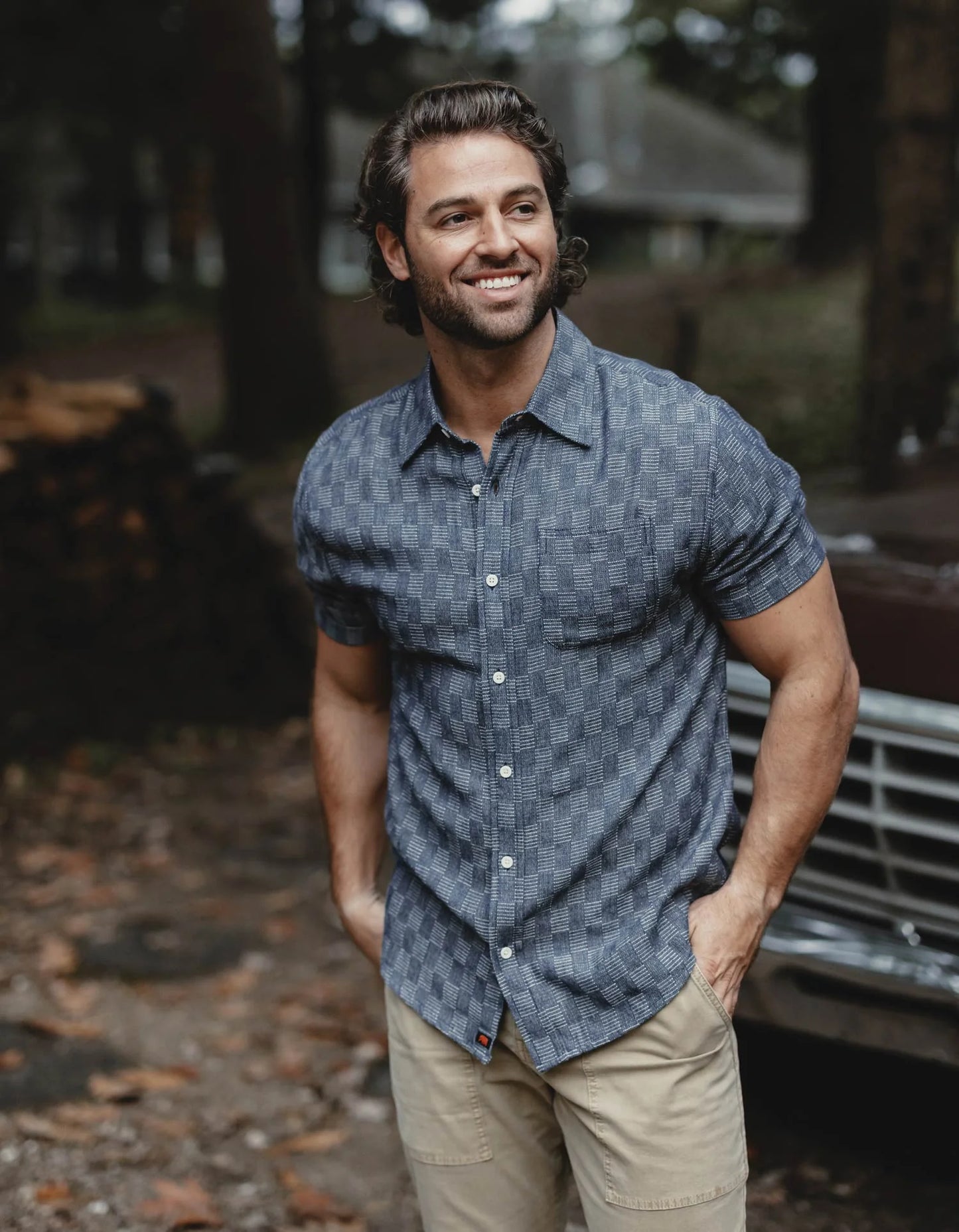 Freshwater Short Sleeve Button Up Shirt - Summer Navy Check