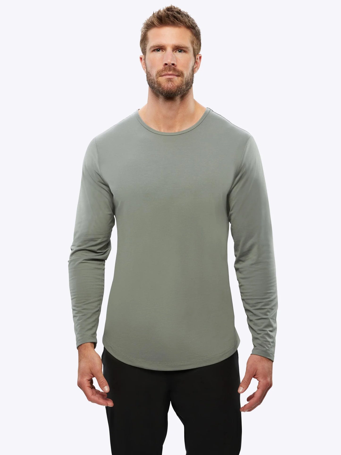 Long Sleeve Curve-Hem Tee - Sage