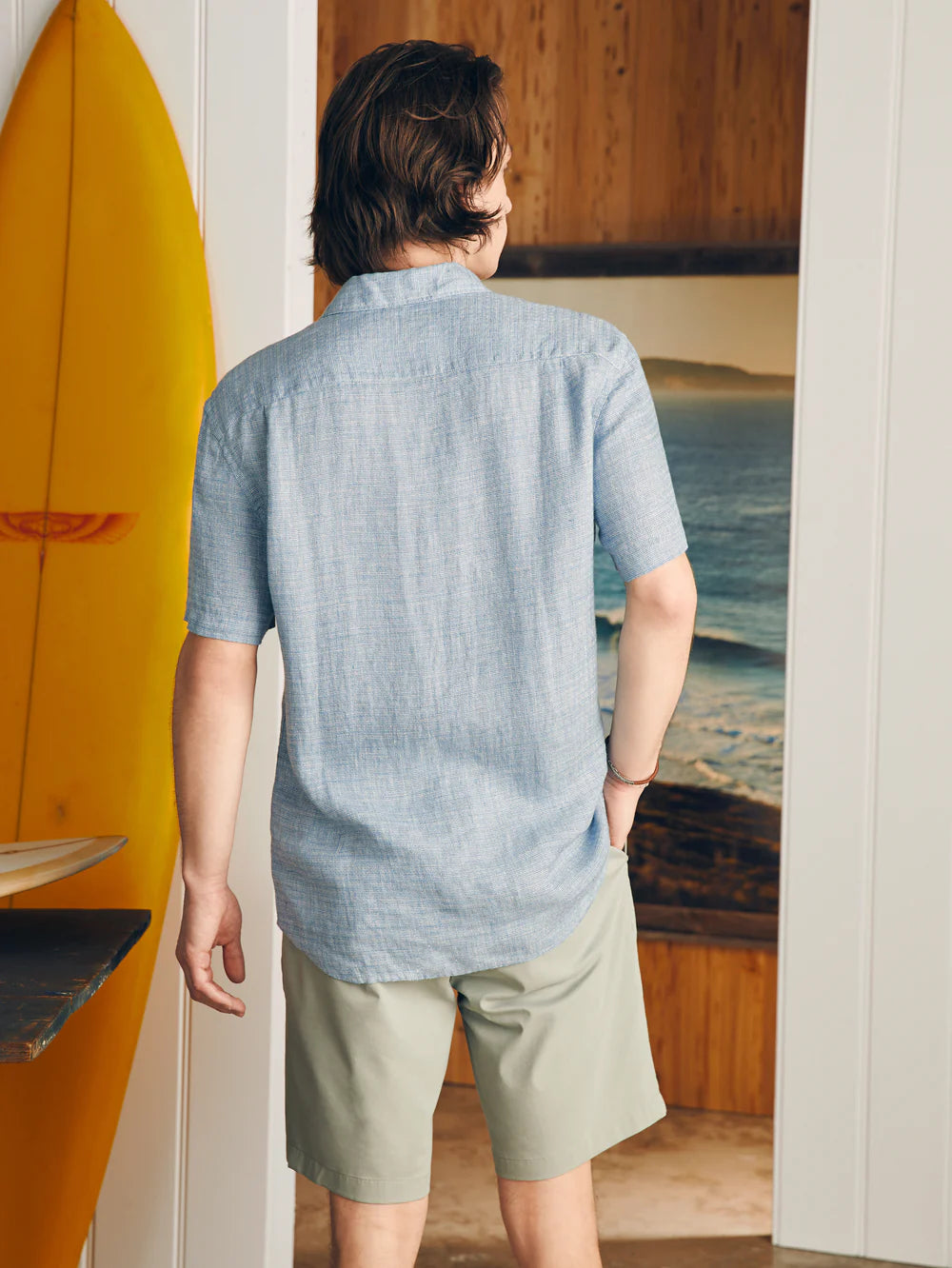 Faherty Palma Linen Shirt - Blue