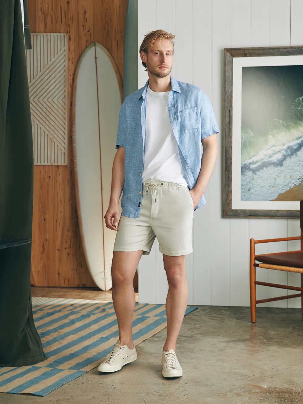Faherty Essential Drawstring Short - Birch