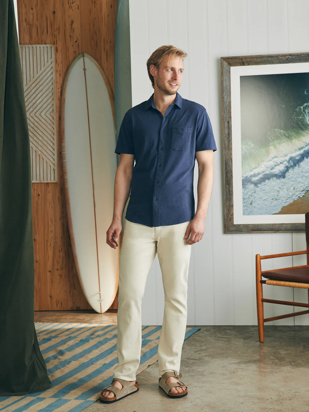 Faherty Sunwashed Knit Shirt - Navy
