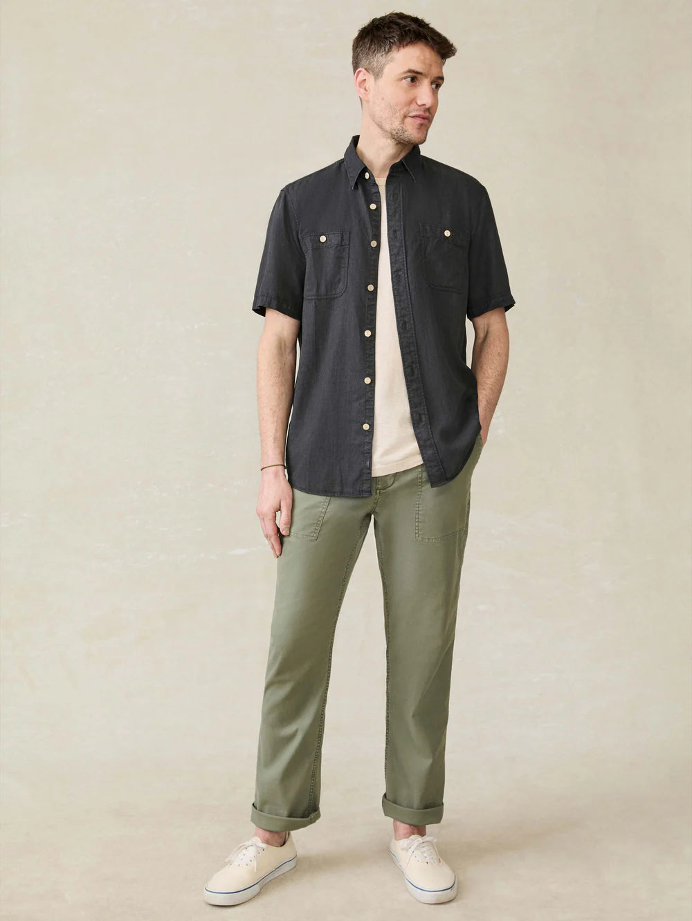 Short-Sleeve Tried and True Chambray Shirt - Durango Black