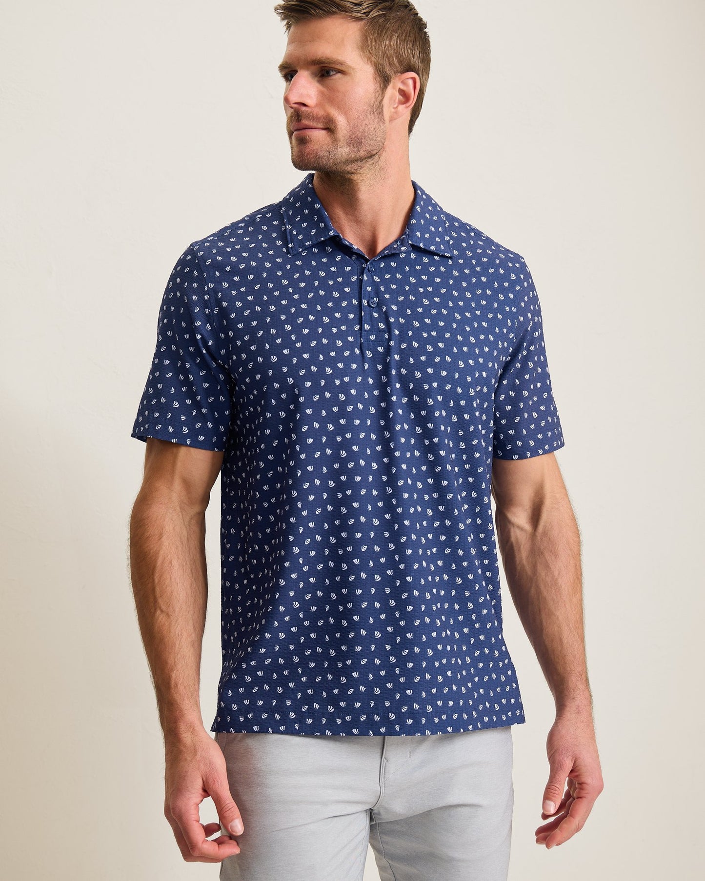 Bahama Coast Deco Palms IslandZone® Polo - Blue