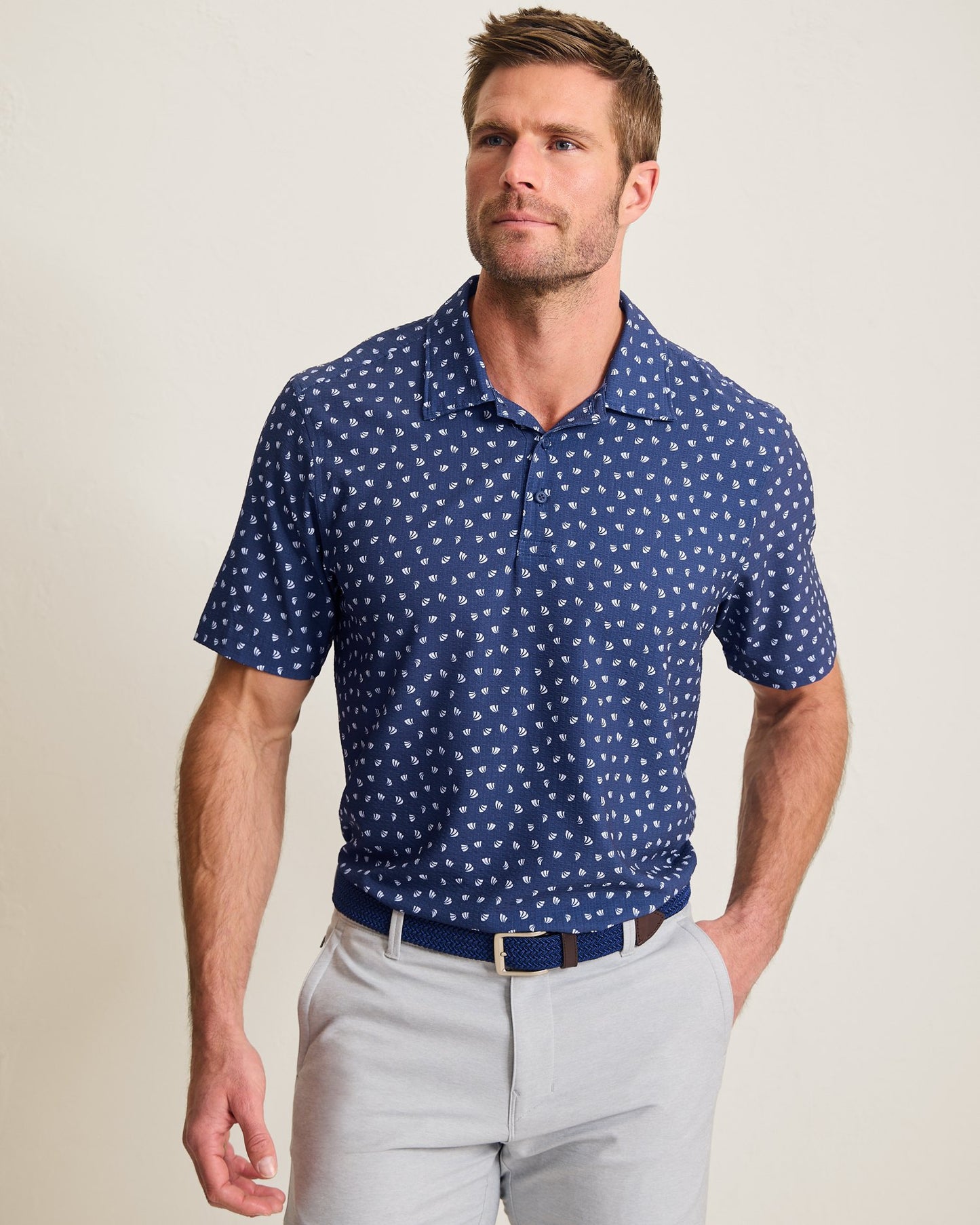 Bahama Coast Deco Palms IslandZone® Polo - Blue