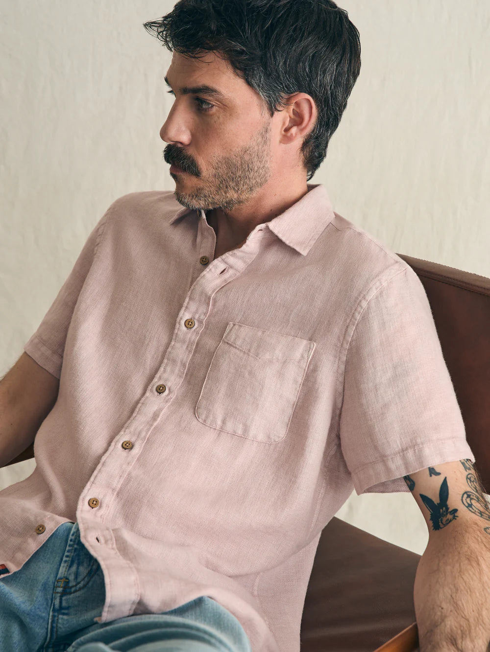 Faherty Palma Linen Shirt - Mauve