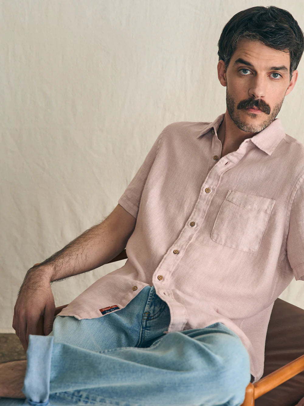 Faherty Palma Linen Shirt - Mauve