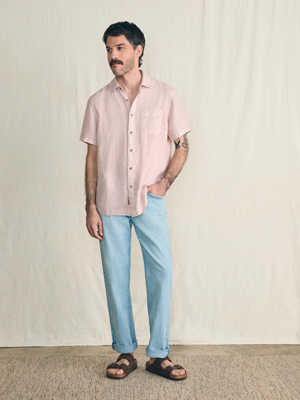 Faherty Palma Linen Shirt - Mauve