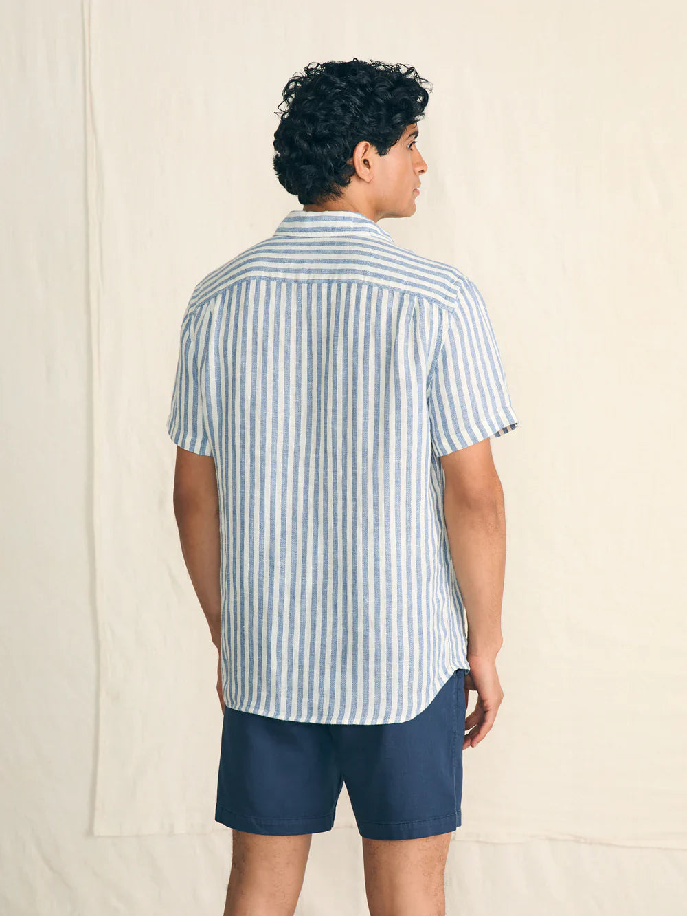 Short-Sleeve Palma Linen Shirt - Horizon Ivory Stripe