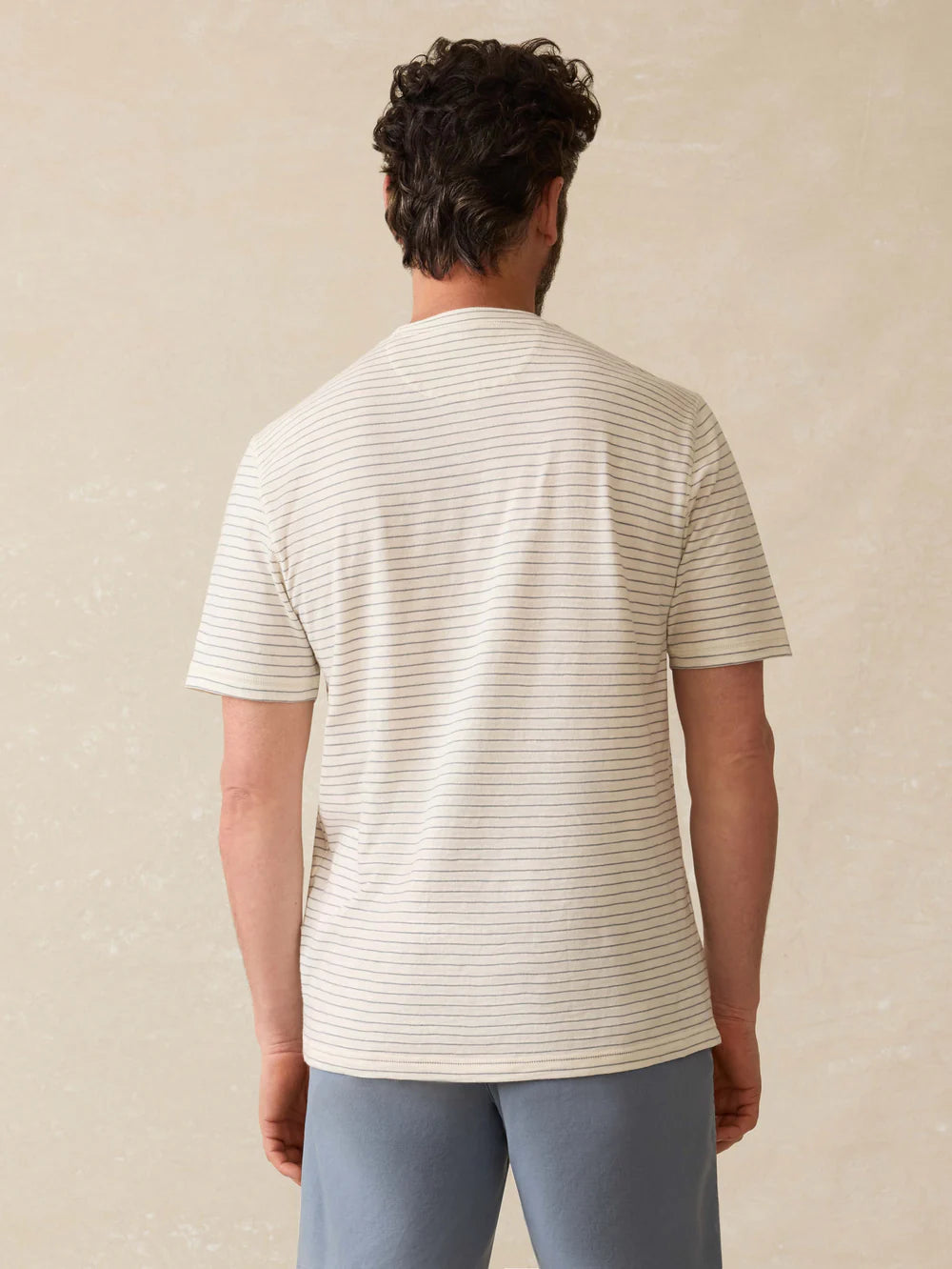 Sunwashed Henley - Cream Flint Stripe
